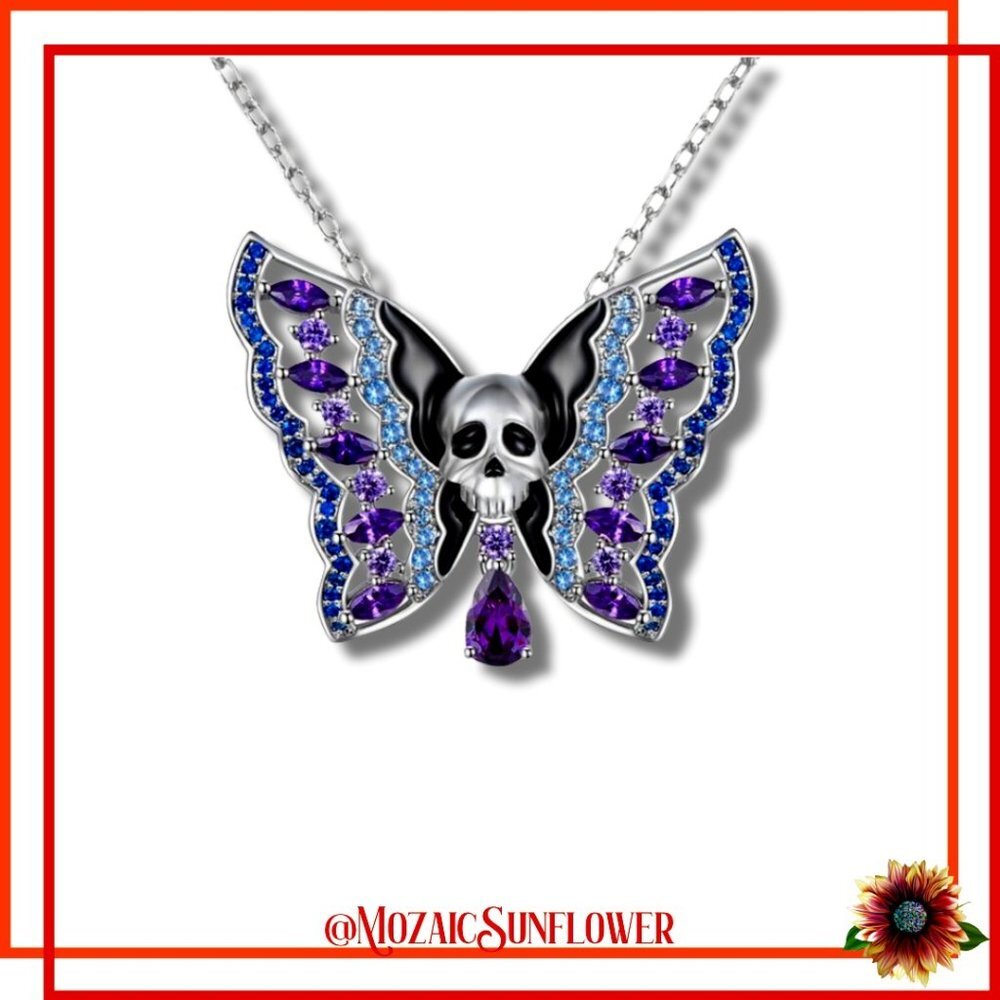 NEW Spectacular Crystal Death Moth Necklace